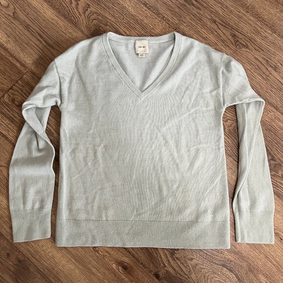 Calvin Klein Women's Classic 100% Cashmere V Neck Sweater Mint Size Small - Picture 1 of 3